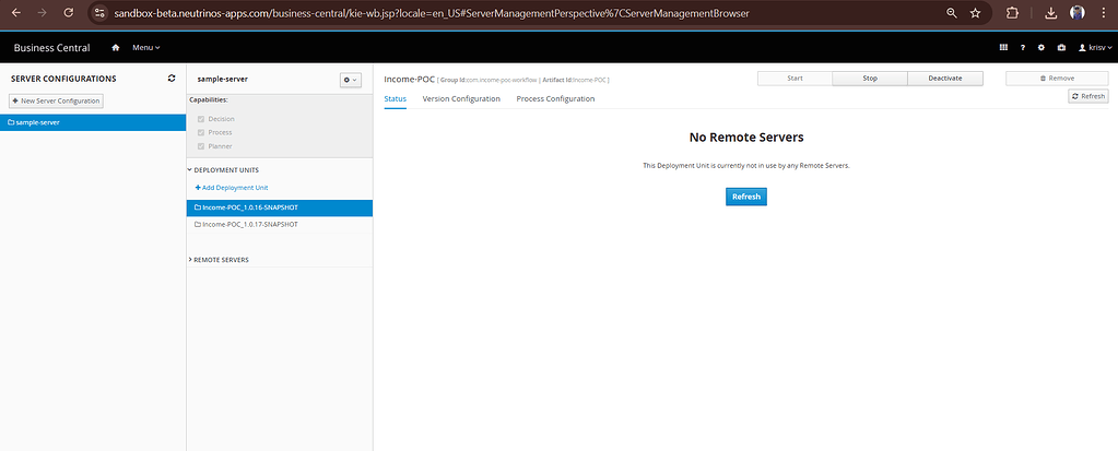 Issue with BPM - sandbox - Support Request - Neutrinos