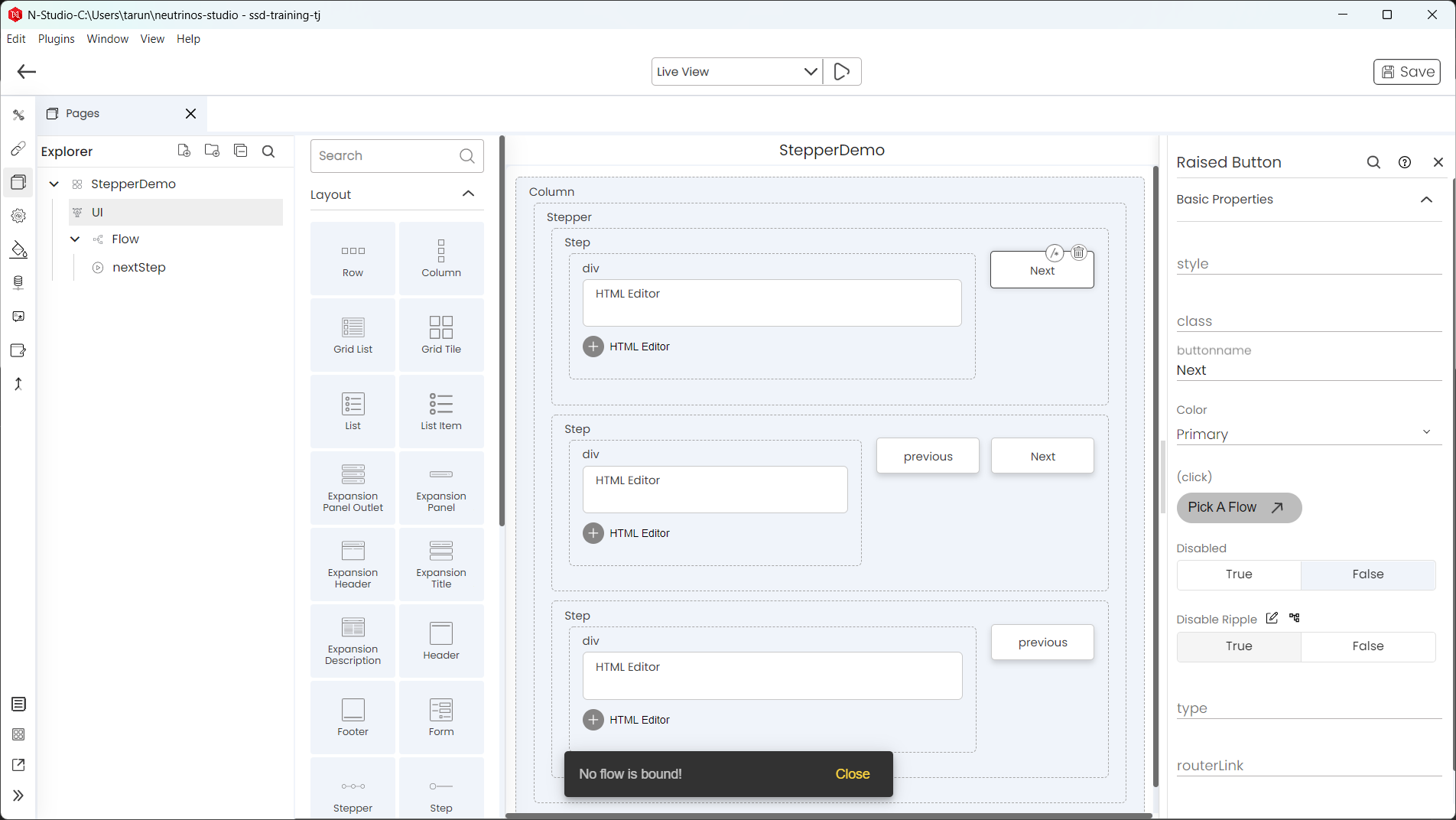 How to change variable value using flow when interacting with UI in SSD ...